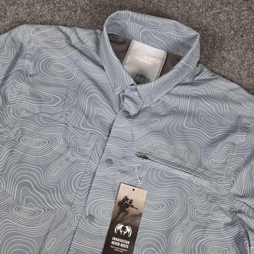 KUIU Mesa Vented Snap Shirt Mens XL Glacier Topo Print Hunting Hiking 23003 NWT